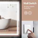 30 in. W x 36 in. H Large HD Rectangular Frameless Smart Touch Sencer Wall Mounted LED Bathroom Vanity Mirror in Silver