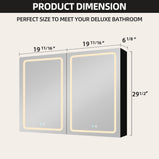GETPRO 40x30 inch LED Mirror Lighted Medicine Cabinet Double Door Bathroom Medicine Cabinets with Lights Large Capacity Surface Wall Mounted with Defogger 3 Color Adjustable Lighting Dimmer Aluminum