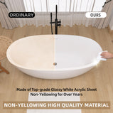 GETPRO Freestanding bathtub 59 inch - Acrylic Free Standing Tub Glossy White, Adjustable Alone Soaking Tub with Integrated Slotted Overflow and Removable Chrome Anti-clogged Drain