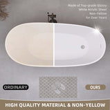 GETPRO Free Standing Tub 59 inch Oval Shape Acrylic Freestanding Bathtub Adjustable Alone Soaking Tub with Integrated Slotted Overflow and Chrome Pop-up Drain Anti-clogging Glossy White