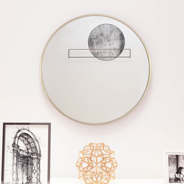 GETPRO 24" Gold Round Mirror Circle Wall Mounted Bathroom Mirror ...