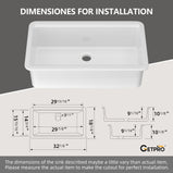 GETPRO Drop in Kitchen Sink 33 X 20 Topmount & Undermount Kitchen Sink Dual Mount White Kitchen Sink Single Bowl Fireclay Farmhouse Kitchen Sinks with Modern Accessory Kit