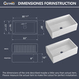 GETPRO Farmhouse Sink 33X20 Fireclay White Kitchen Sink with Workstation Single Bowl Farm Sink Apron Front Single Bowl Modern Sink with Luxury Bottom Grid and Kitchen Sink Drain