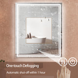 30 in. W x 36 in. H Large HD Rectangular Frameless Smart Touch Sencer Wall Mounted LED Bathroom Vanity Mirror in Silver