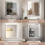 30 in. W x 36 in. H Large HD Rectangular Frameless Smart Touch Sencer Wall Mounted LED Bathroom Vanity Mirror in Silver