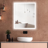 30 in. W x 36 in. H Large Rectangular Frameless Defogger Backlit Wall Mounted LED Light Bathroom Vanity Mirror in Silver