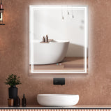 30 in. W x 36 in. H Large HD Rectangular Frameless Smart Touch Sencer Wall Mounted LED Bathroom Vanity Mirror in Silver