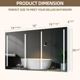 GETPRO Medicine Cabinets 50X30 LED Lighted Bathroom Medicine Cabinet Anti-fogger Dimmable Light Brightness 3X Magnifying Mirror Large Modern 3 Doors Medicine Cabinet White Alumimum Waterproof