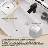 GETPRO 36" Light Grey Bathroom Vanity Cabinet With Sink Combo Set, Modern Solid Wood Frame Bathroom Storage Vanity With Single Sink, Led Lighted Mirror, 2 Soft Closing Doors & 1 Full Extension Drawers