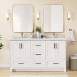 GETPRO 60" Bathroom Vanity Cabinet With Sink Combo Set, Modern Solid Wood Frame Bathroom Storage Vanity With Double Sink, Two Bathroom Vanity Mirrors, 5 Soft Closing Doors & 4 Full Extension Drawers