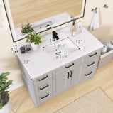 GETPRO 48" Light Grey Bathroom Vanity Cabinet With Sink Combo Set, Modern Solid Wood Frame Bathroom Storage Vanity With Single Sink, Led Lighted Mirror, 2 Soft Closing Doors & 1 Full Extension Drawers