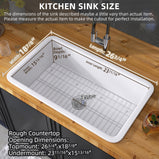 GETPRO Drop in Kitchen Sink 27 X 19 Topmount & Undermount Kitchen Sink Dual Mount White Kitchen Sink Single Bowl Fireclay Farmhouse Kitchen Sinks with Modern Accessory Kit