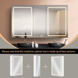 GETPRO Lighted Medicine Cabinets 50x30 inch LED Medicine Cabinet Mirror for Bathroom White Aluminum Surface Mount Anti-fogger Function 3 Color Temperature Adjustable Brightness