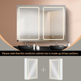 GETPRO LED Mirror Lighted Medicine Cabinet 40x30 inch Double Door Bathroom Medicine Cabinets with Lights Large Capacity Surface Wall Mounted with Defogger 3 Color Adjustable Lighting Dimmer Aluminum
