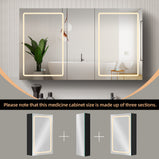 GETPRO Lighted Medicine Cabinets 50x30 inch LED Medicine Cabinet Mirror for Bathroom Black Aluminum Surface Mount Anti-fogger Function 3 Color Temperature Adjustable Brightness