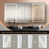 GETPRO Lighted Medicine Cabinets 60x30 inch LED Medicine Cabinet Mirror for Bathroom White Aluminum Surface Mount Anti-fogger Function 3 Color Temperature Adjustable Brightness