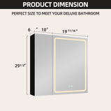 GETPRO 30x30 inch Lighted Medicine Cabinets LED Medicine Cabinet Mirror for Bathroom Black Aluminum Surface Mount Anti-fogger Function 3 Color Temperature Adjustable Brightness