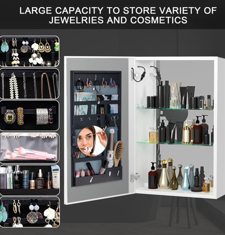 GETPRO Medicine Cabinets 60X30 LED Lighted Bathroom Medicine Cabinet 3X Magnifying Mirror Anti-fogger Dimmable Light Brightness Large Modern 3 Doors Medicine Cabinet White Alumimum Waterproof