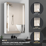 GETPRO LED Medicine Cabinet for Bathroom with Mirror 30x20 Lighted Medicine Cabinet Lights Adjustable Height Magnifying Mirror 3X Jewelry Organizer 3 Color Brightness Dimmable with Glass Shelves