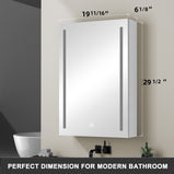 GETPRO LED Medicine Cabinet for Bathroom with Mirror 30x20 Lighted Medicine Cabinet Lights Adjustable Height Magnifying Mirror 3X Jewelry Organizer 3 Color Brightness Dimmable with Glass Shelves