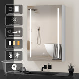 GETPRO LED Medicine Cabinet for Bathroom with Mirror 30x20 Lighted Medicine Cabinet Lights Adjustable Height Magnifying Mirror 3X Jewelry Organizer 3 Color Brightness Dimmable with Glass Shelves