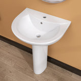 GETPRO Pedestal Sink 33 Inch x 22 Inch Bathroom Pedestal Sink Ceramic Pedestal Sink For Bathroom Glossy White Pedestal Sink Bath Pedestal Sink Combo Rectangle American Standard