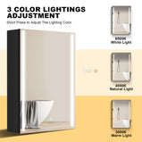 GETPRO Medicine Cabinets LED Lighted 40X30 Black Bathroom Medicine Cabinet with Lights Anti-Fog Function 3 Color Lights Dimmable Brightness Modern Design Right Door