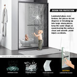 GETPRO 06 Laminated Glass Shower Doors Bypass Double Sliding Framed Shower Enclosure