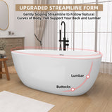 GETPRO Freestanding Bathtub 67 inch - Acrylic Free Standing Tub,Adjustable Standing Soaking Tub with Integrated Slotted Overflow and Removable Chrome Anti-clogged Drain Glossy White