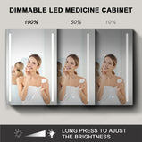 GETPRO Medicine Cabinets 50X30 LED Medicine Cabinet with Mirror for Bathroom 3 Color Lights Dimmable Brightness Anti Fogger Function Modern Design Lighted Medicine Cabinet