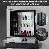 Getpro 40" W X30 H Medicine Cabinets LED Lighted Black Bathroom Medicine Cabinet Double Doors Modern Medicine Cabinet Anti-fogger 3 Color Lights Dimmable Brightness Medicine Cabinet with Storage