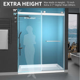 GETPRO Shower Door 69-72"W x 79"H Frameless Glass Shower Door Double Sliding with Upgraded Soft Close Anti-Jumping System 3/8 inch Tempered Glass Noiseless & Width Adjustable Matte Black